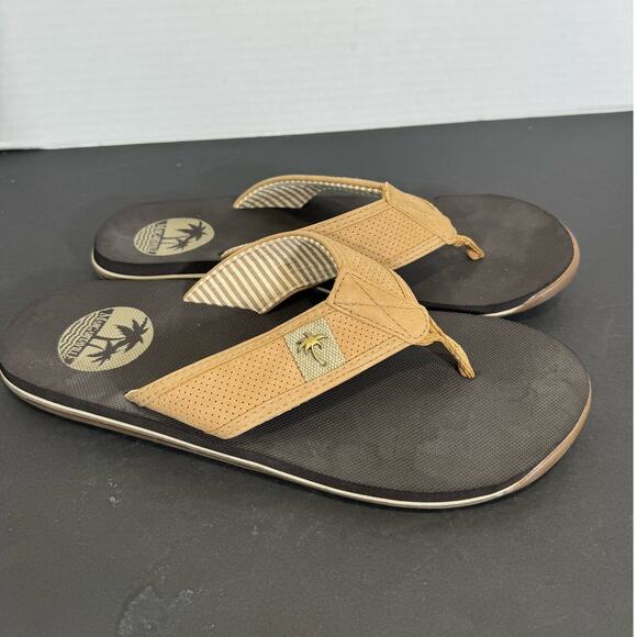 Margaritalville Sole of the Tropics Mens Sz 9 St Martin Brown Tan Thong Sandals - Picture 4 of 10